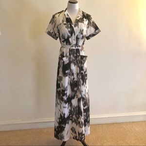 Banana Republic Black & White Floral Maxi Dress
